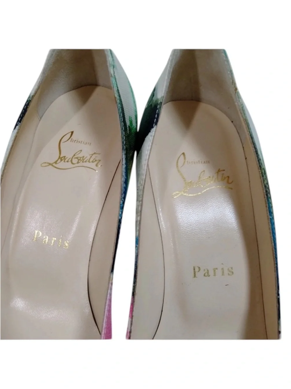 LIKE NEW CHRISTIAN LOUBOUTIN Multicolor Floral Mid-Heel Pump IT36
